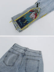 Flower Embroidery Jeans