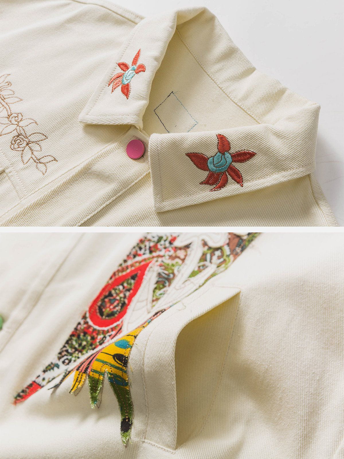 Flower Patchwork Embroidery Denim Jacket