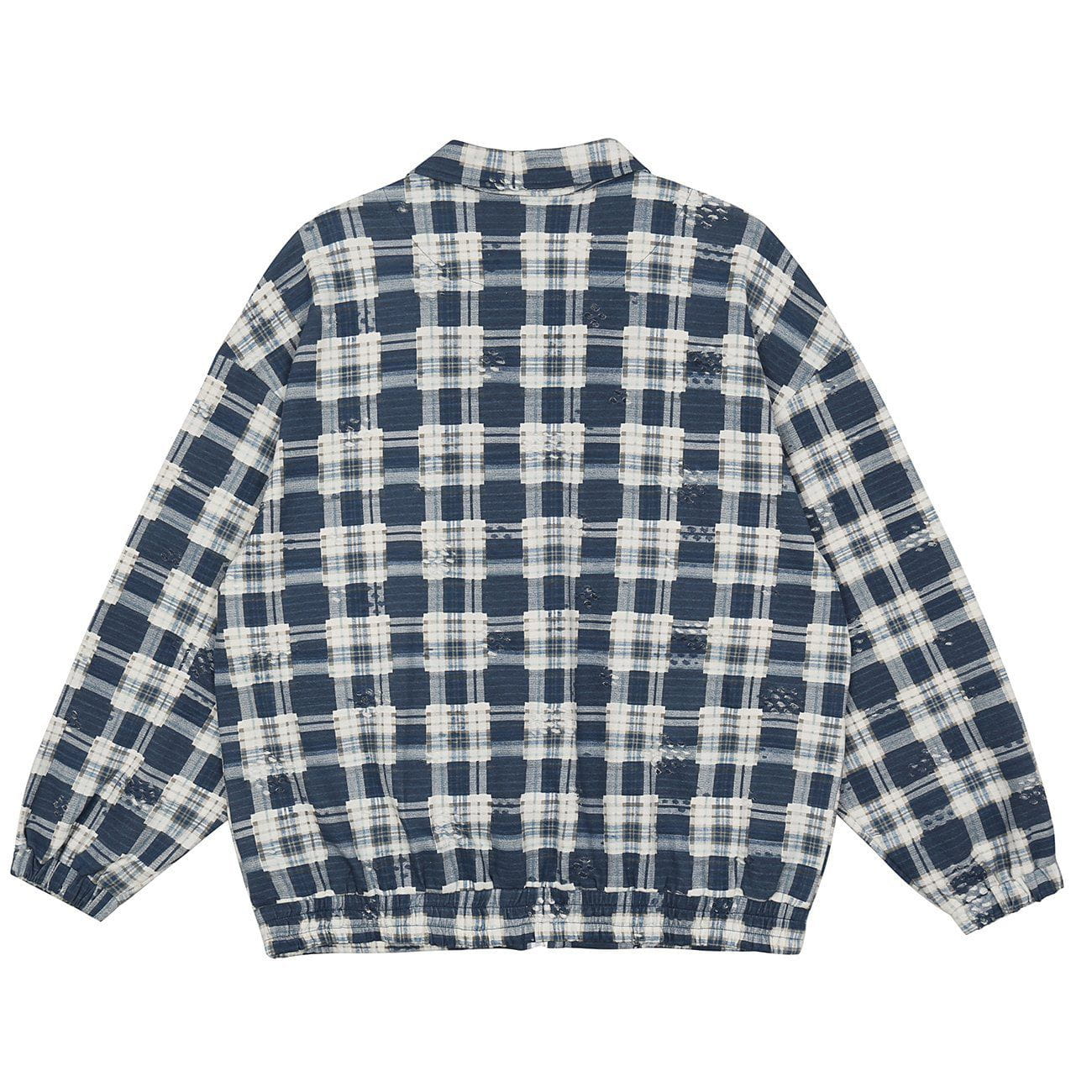 Veste à carreaux effilochés