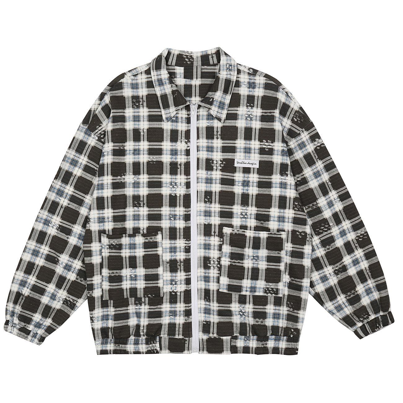 Veste à carreaux effilochés