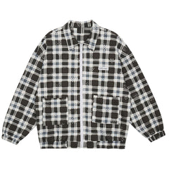 Veste à carreaux effilochés