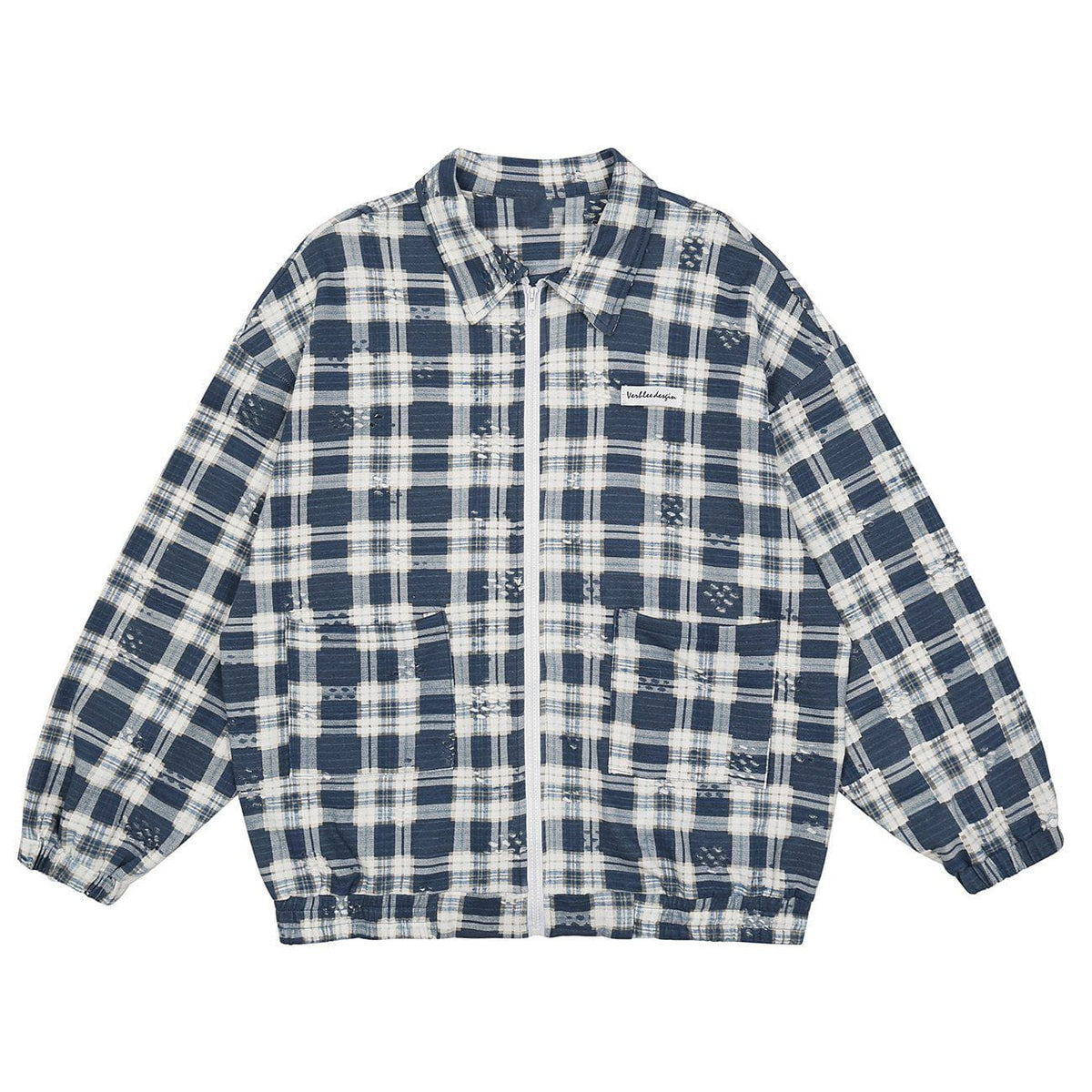 Veste à carreaux effilochés