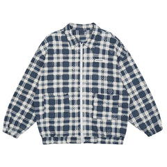 Veste à carreaux effilochés