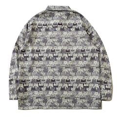 Full Cartoon Cat Print Long-sleeved Shirt