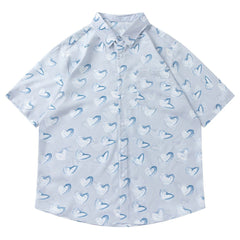 Full Heart Print Short Sleeve Shirt