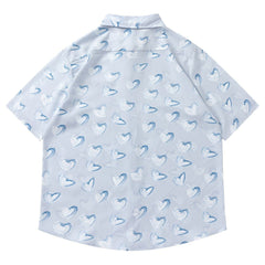 Full Heart Print Short Sleeve Shirt