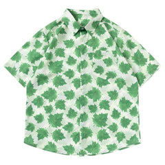 Full Maple Leaf Print Short Sleeve Shirt