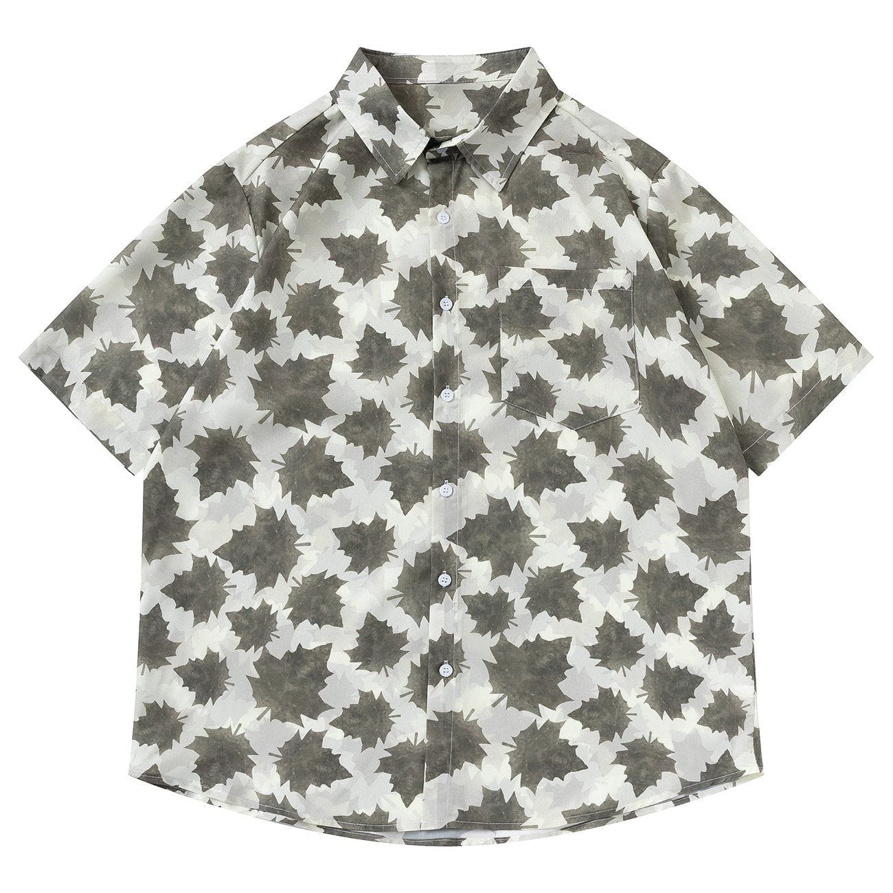 Full Maple Leaf Print Short Sleeve Shirt