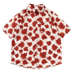 Full Maple Leaf Print Short Sleeve Shirt