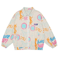 Full Print Graffiti Pattern Jacket