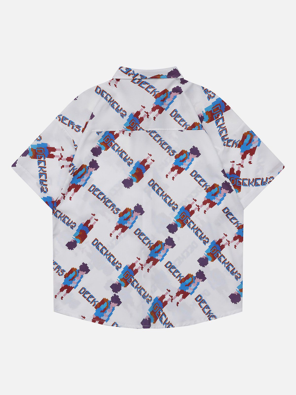 Full Print Pixel Cartoon Character Short Sleeve Shirt