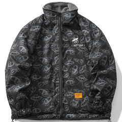 Full UFO Print Double-sided Winter Coat