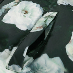 Full White Rose Print Winter Coat