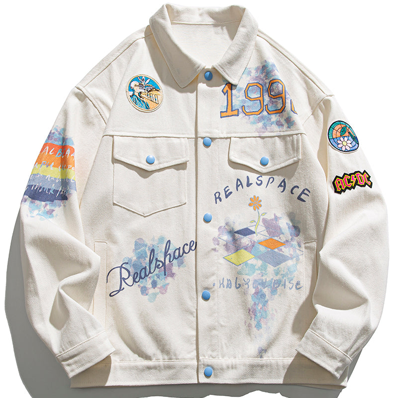 Funny Denim Jacket Colorful Graffiti