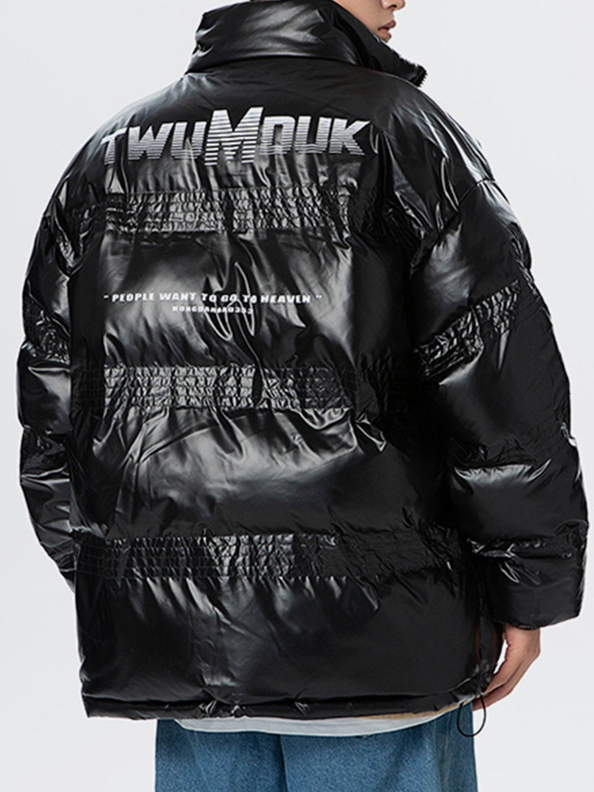 Glossy Gradient Letters Winter Coat