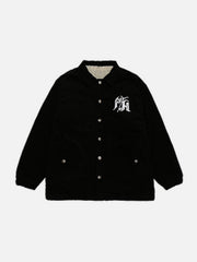 Gothic Monogram Embroidered Corduroy Winter Coat