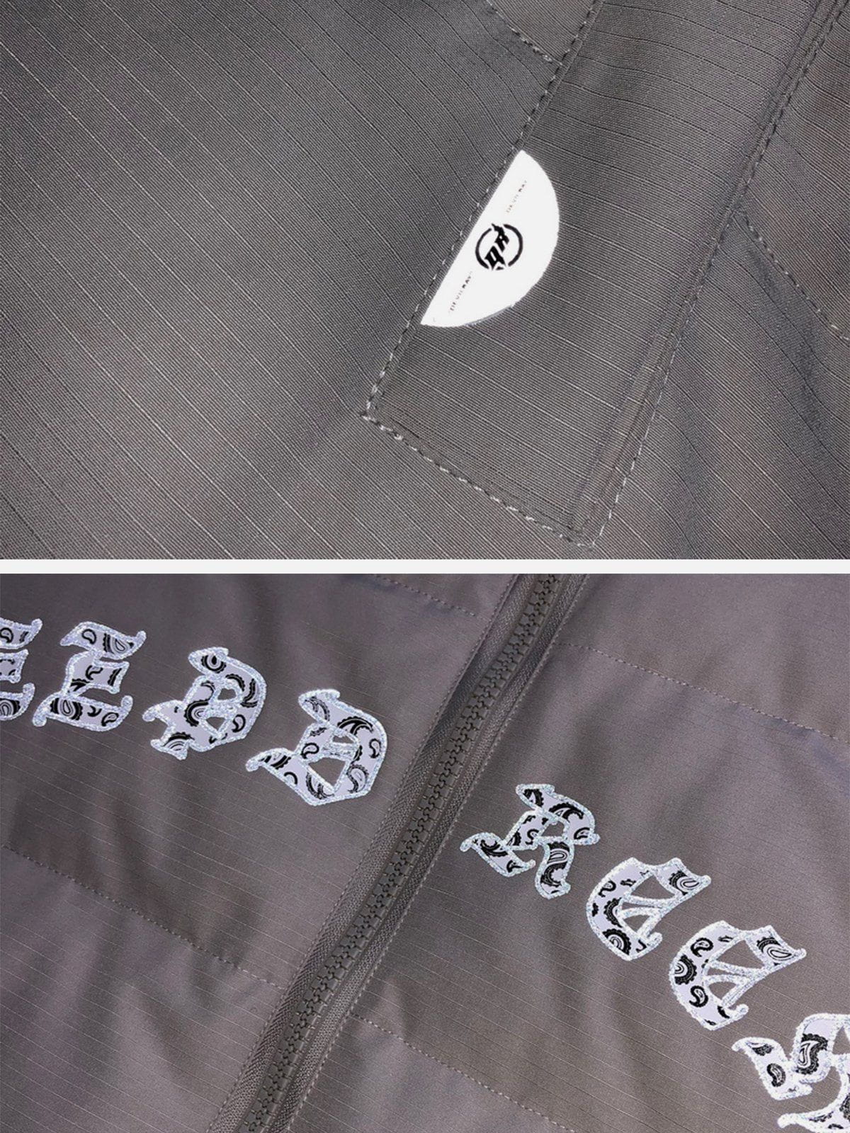 Gothic Reflective Font Puffer Jacket