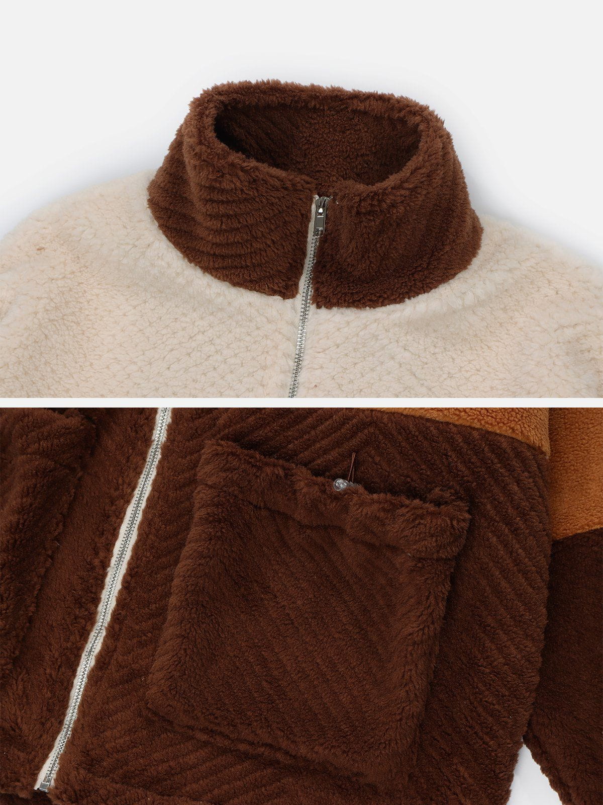 Gradient Panel Sherpa Winter Coat