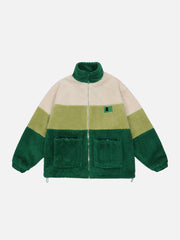 Gradient Panel Sherpa Winter Coat