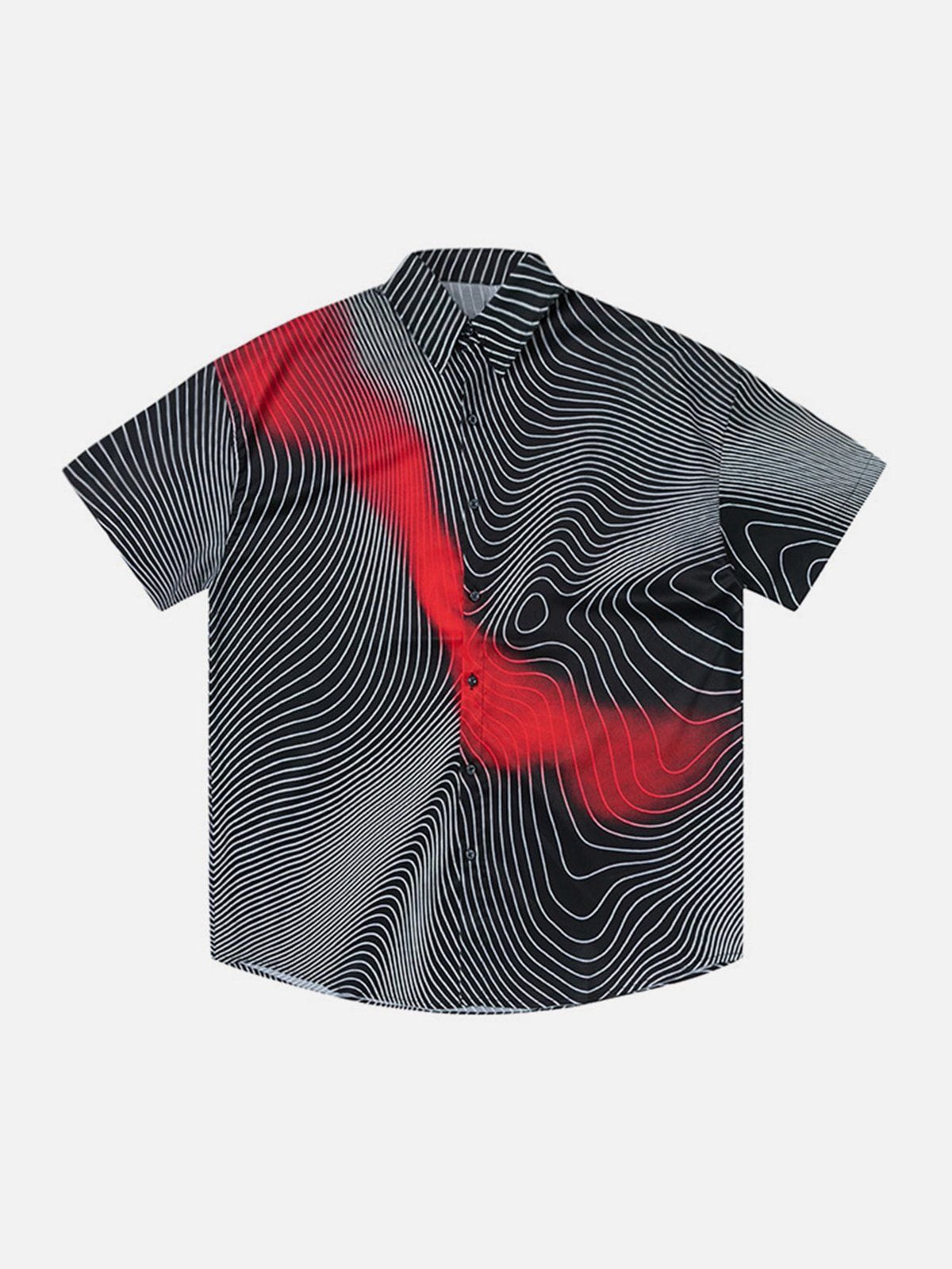 Gradient Psychedelic Line Short Sleeve Shirt