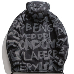 Graffiti Letters Hooded Winter Coat