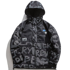 Graffiti Letters Hooded Winter Coat