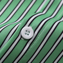 Green and White Striped Long Sleeve Shirt