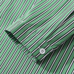 Green and White Striped Long Sleeve Shirt