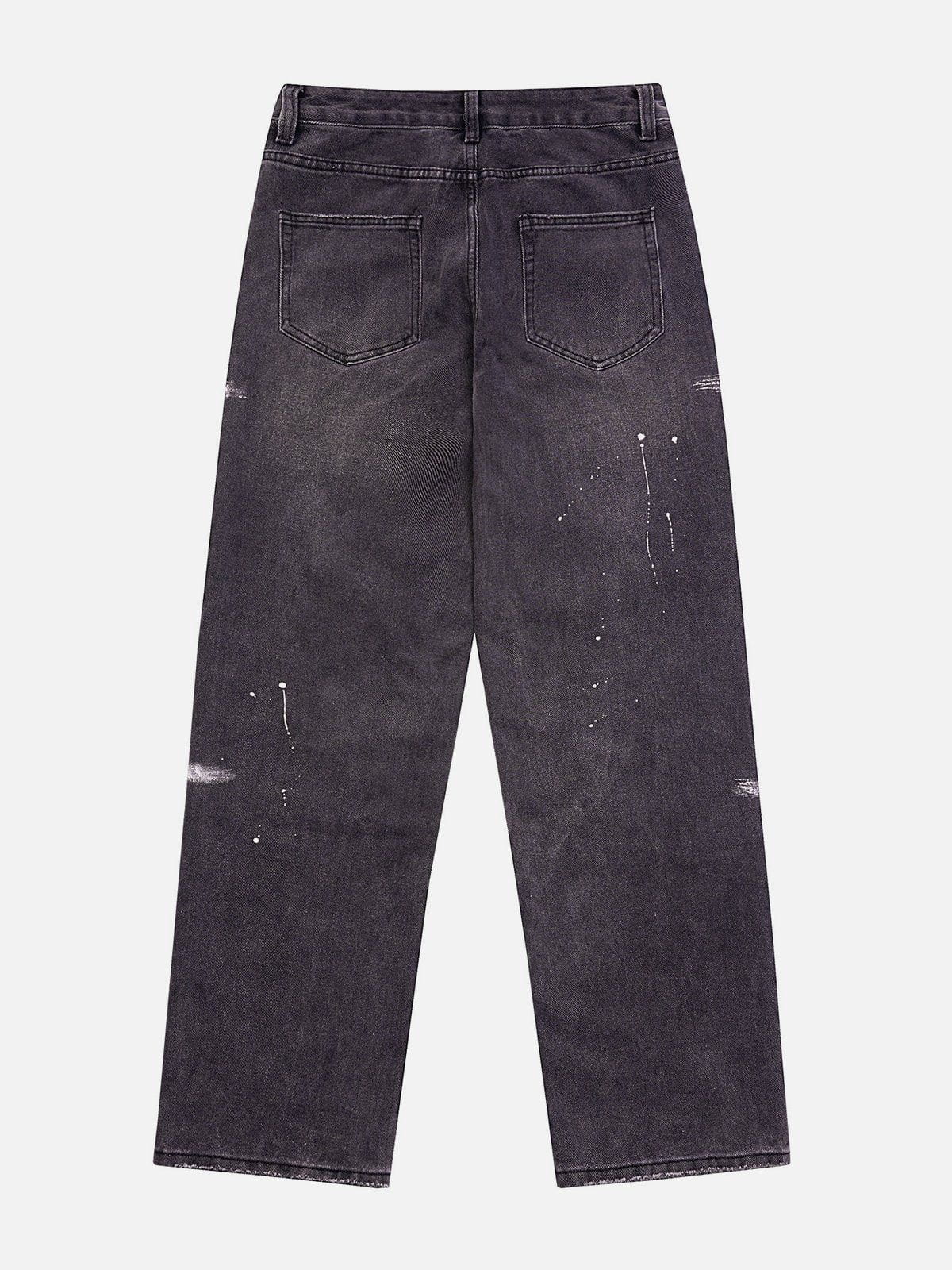 Hand Painted Cross Hole Jeans