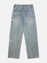 Hand Painted Cross Hole Jeans