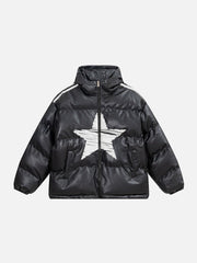 Hand Painted Star Print Winter Coat