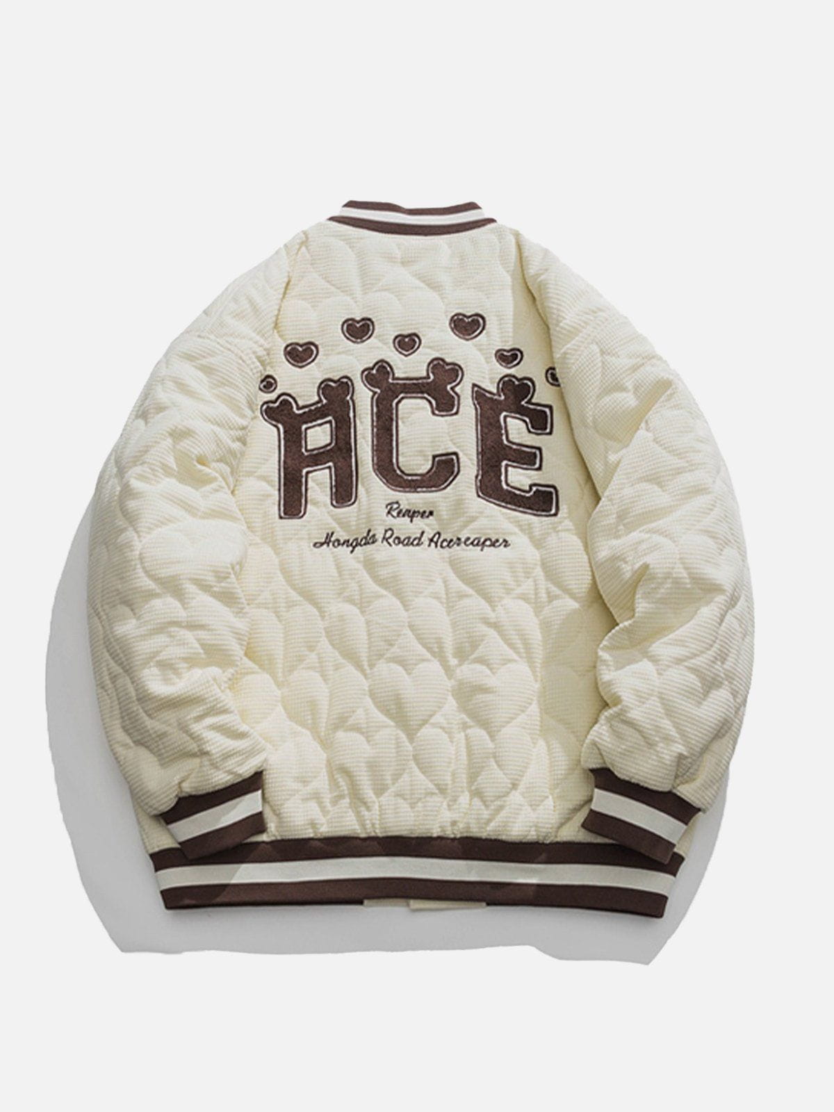 Heart Quilted Flocked Letters Winter Coat