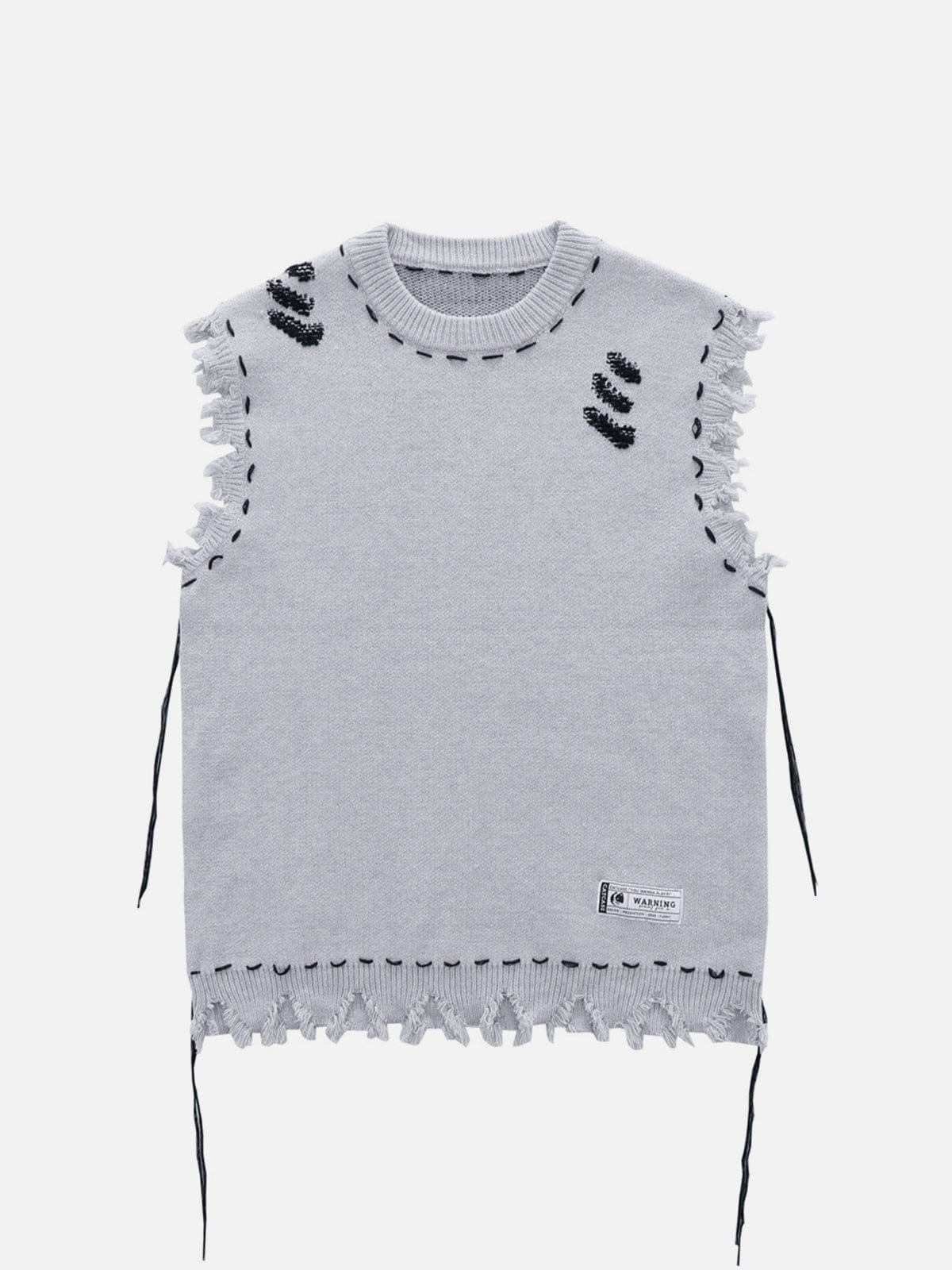 Hole Raw Edge Sweater Vest