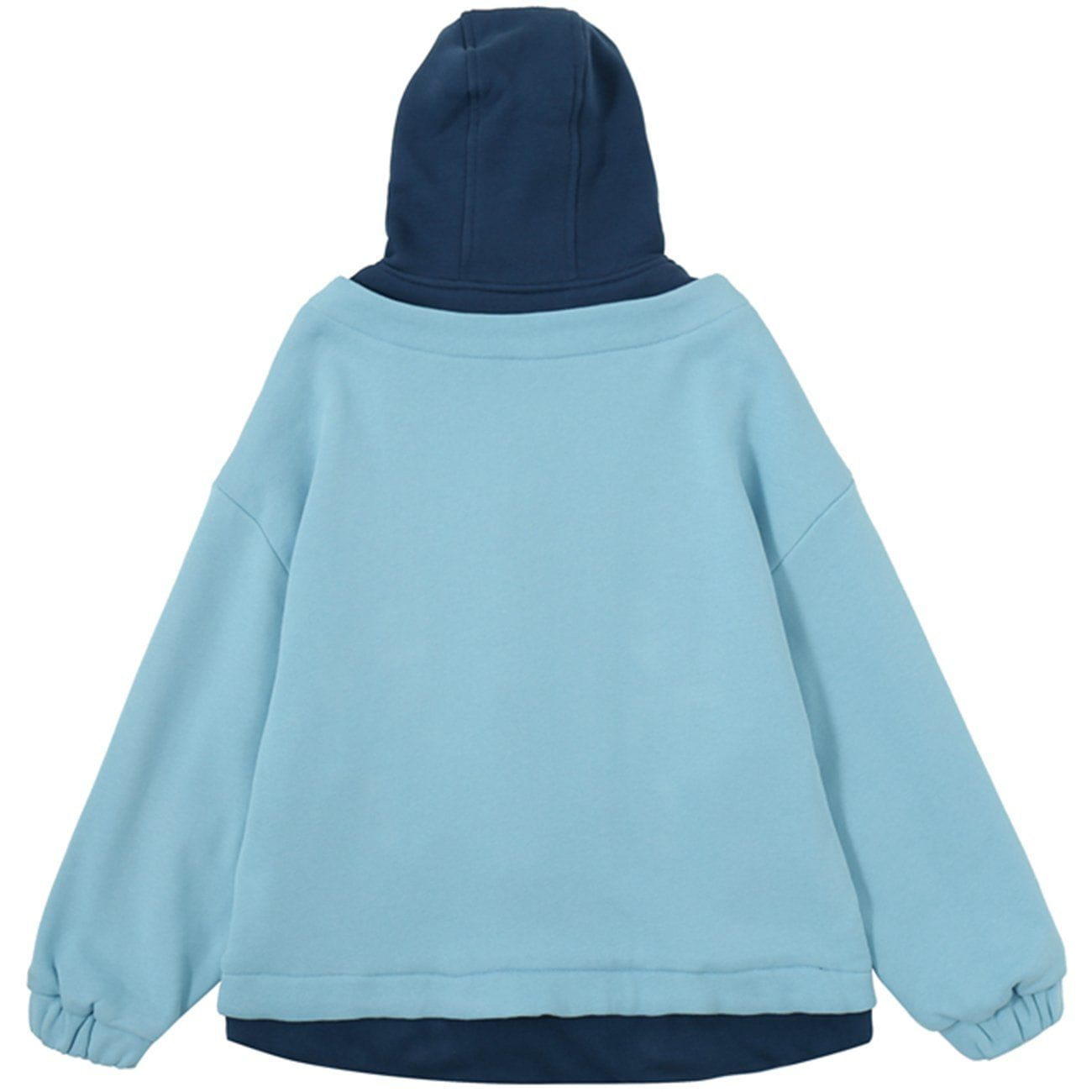 Horn Buckle Color Block Hood Winter Coat