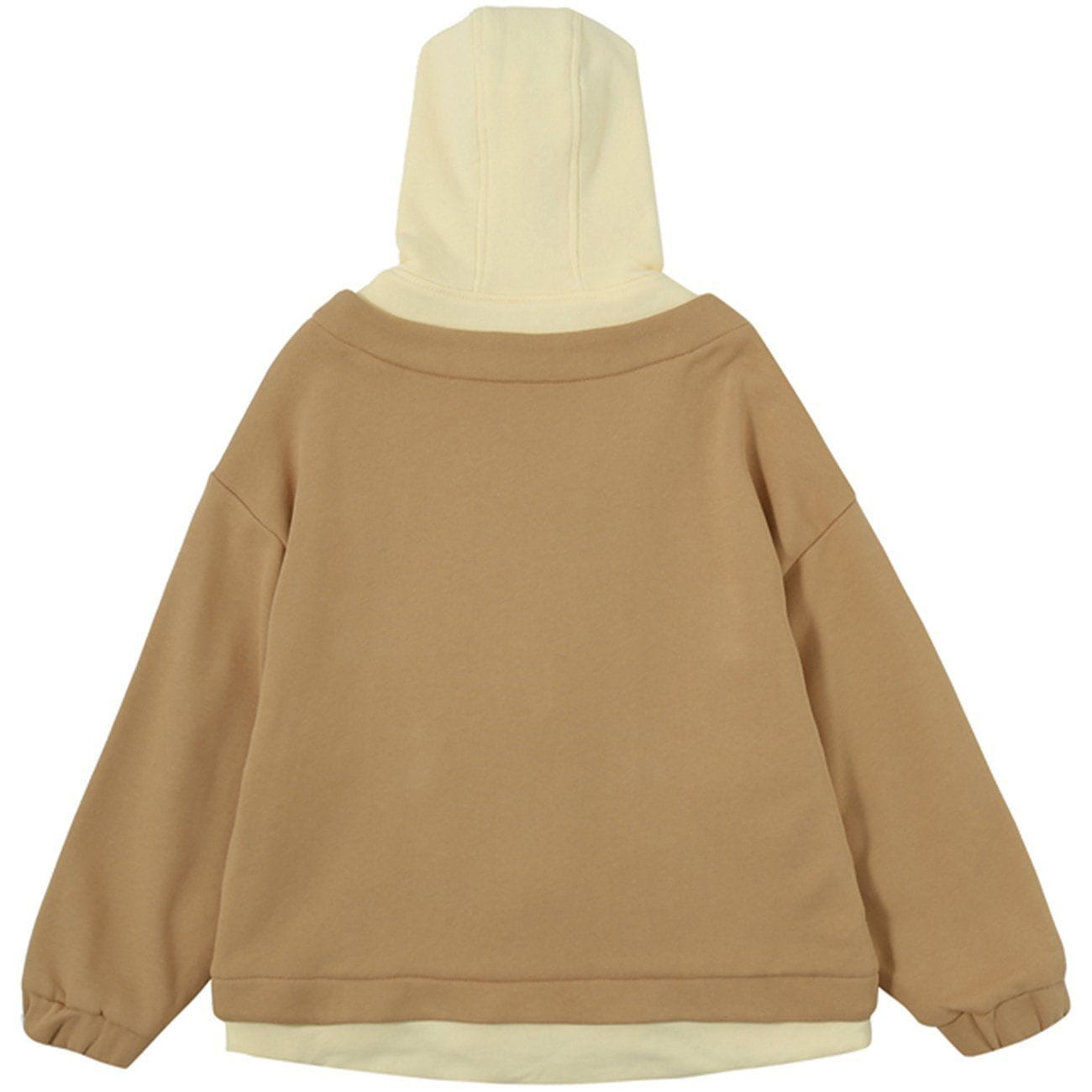 Horn Buckle Color Block Hood Winter Coat