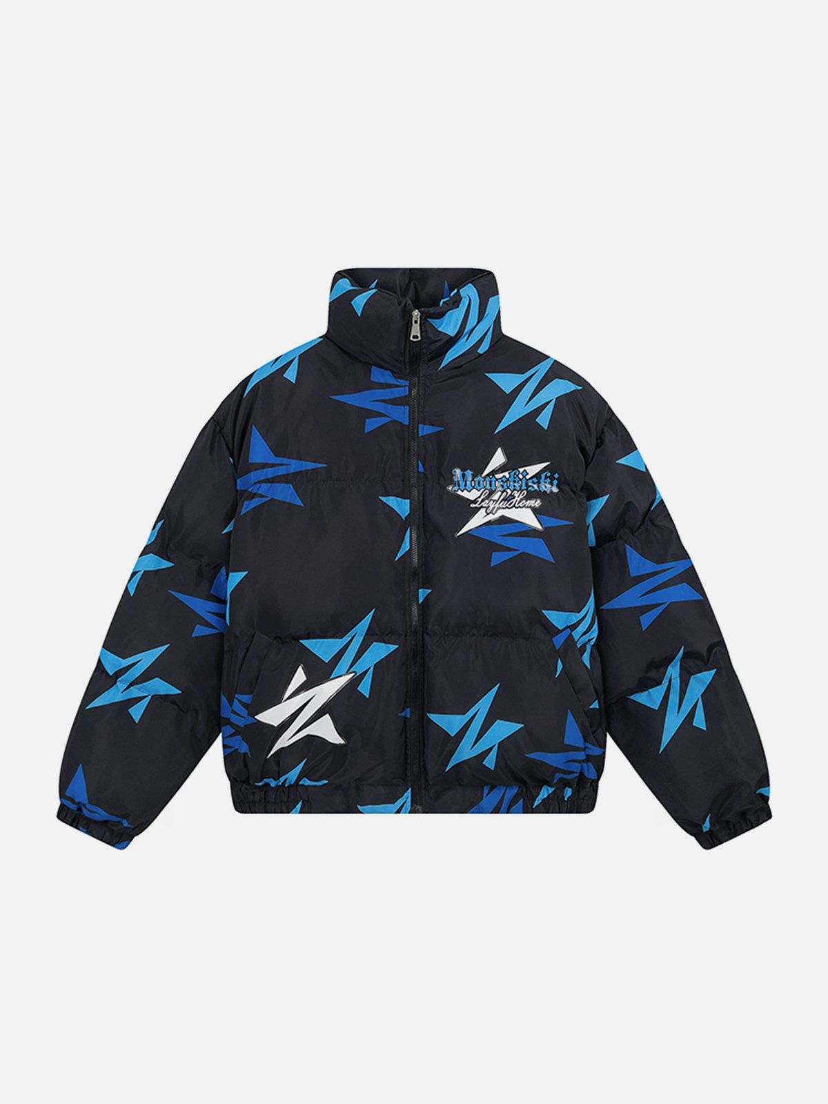 Irregular Stars Print Winter Coat