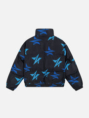 Irregular Stars Print Winter Coat