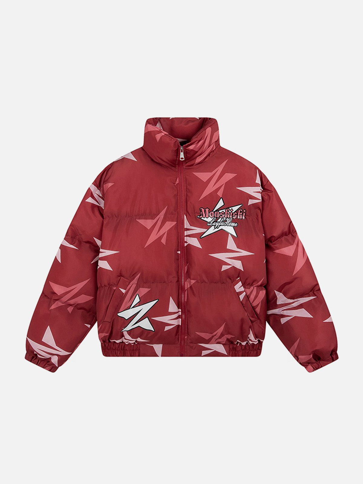 Irregular Stars Print Winter Coat