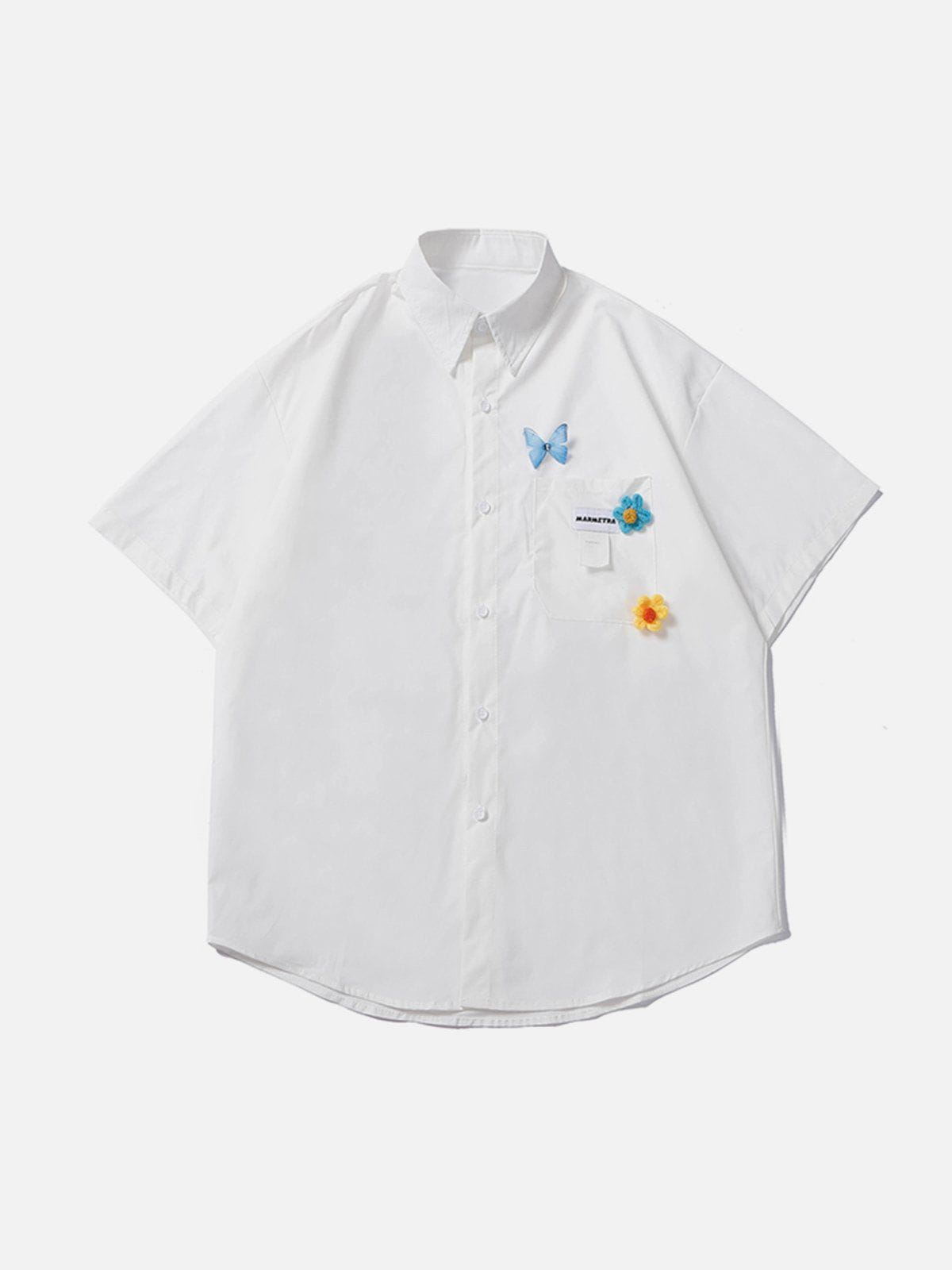 Knitted Flower Short Sleeve Shirt