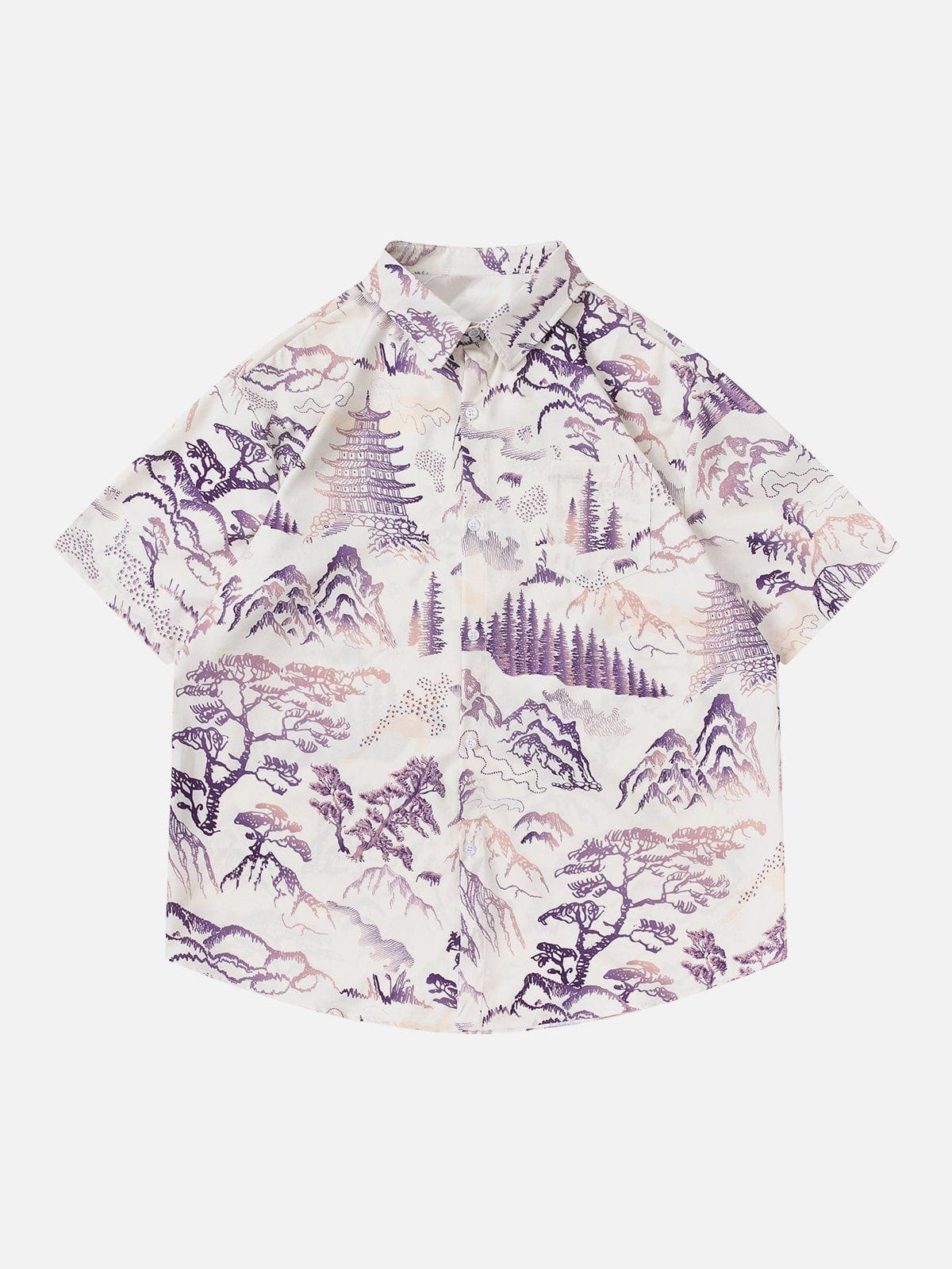 Landscape Chinese Painting Short Sleeve Shirt