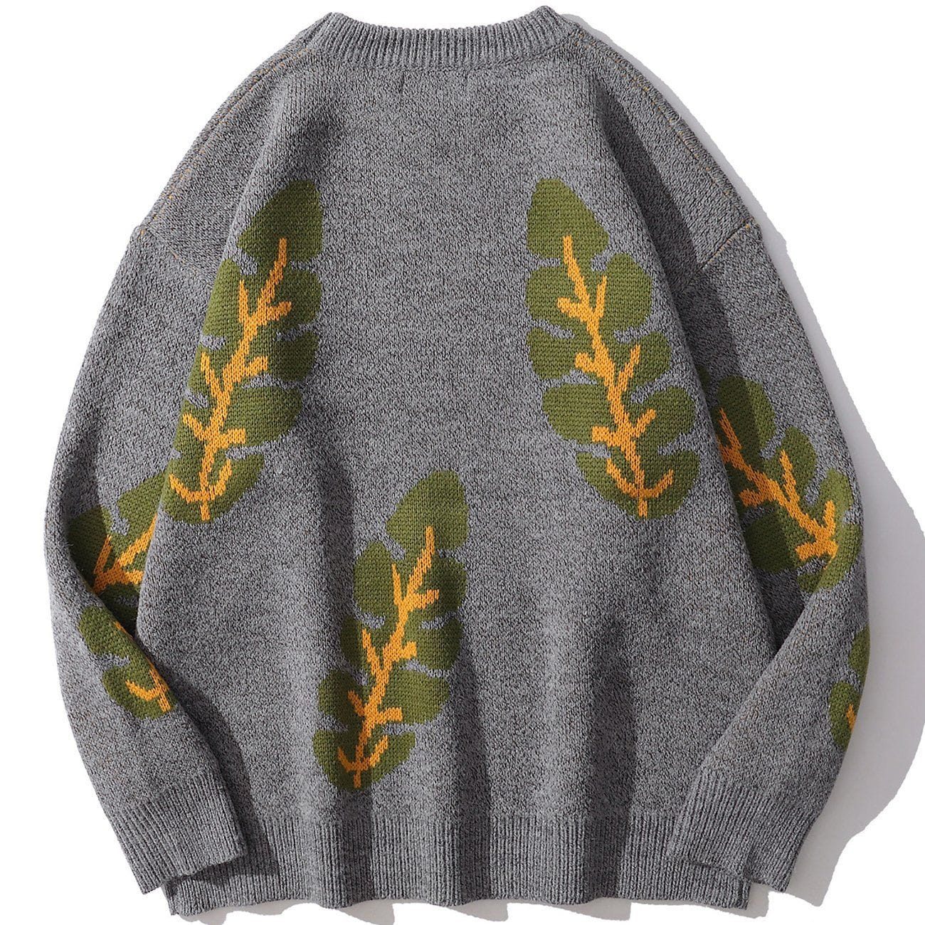 Leaf Print Knit Sweater