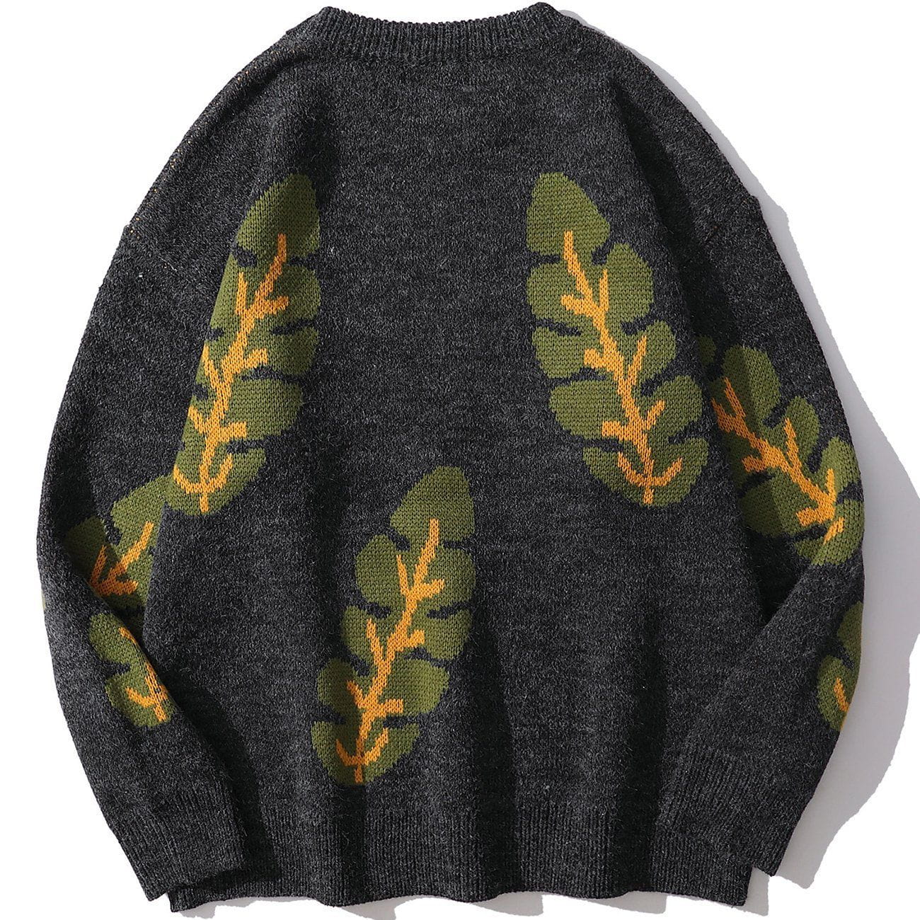 Leaf Print Knit Sweater