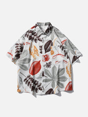 Leaf Print Short Sleeve Shirt