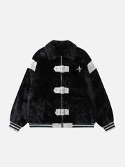 Leather Buckle Four Star Sherpa Coat