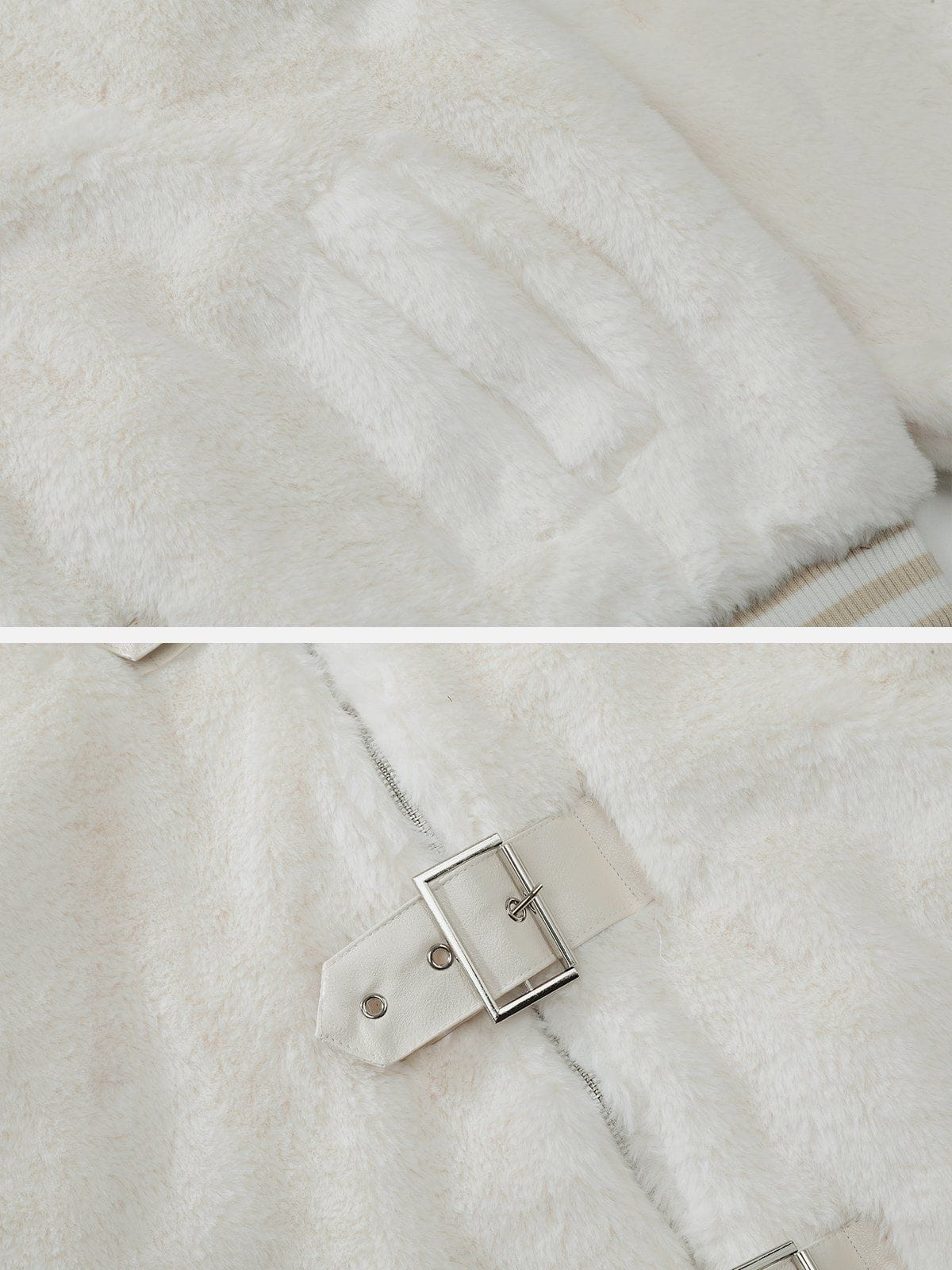 Leather Buckle Four Star Sherpa Coat