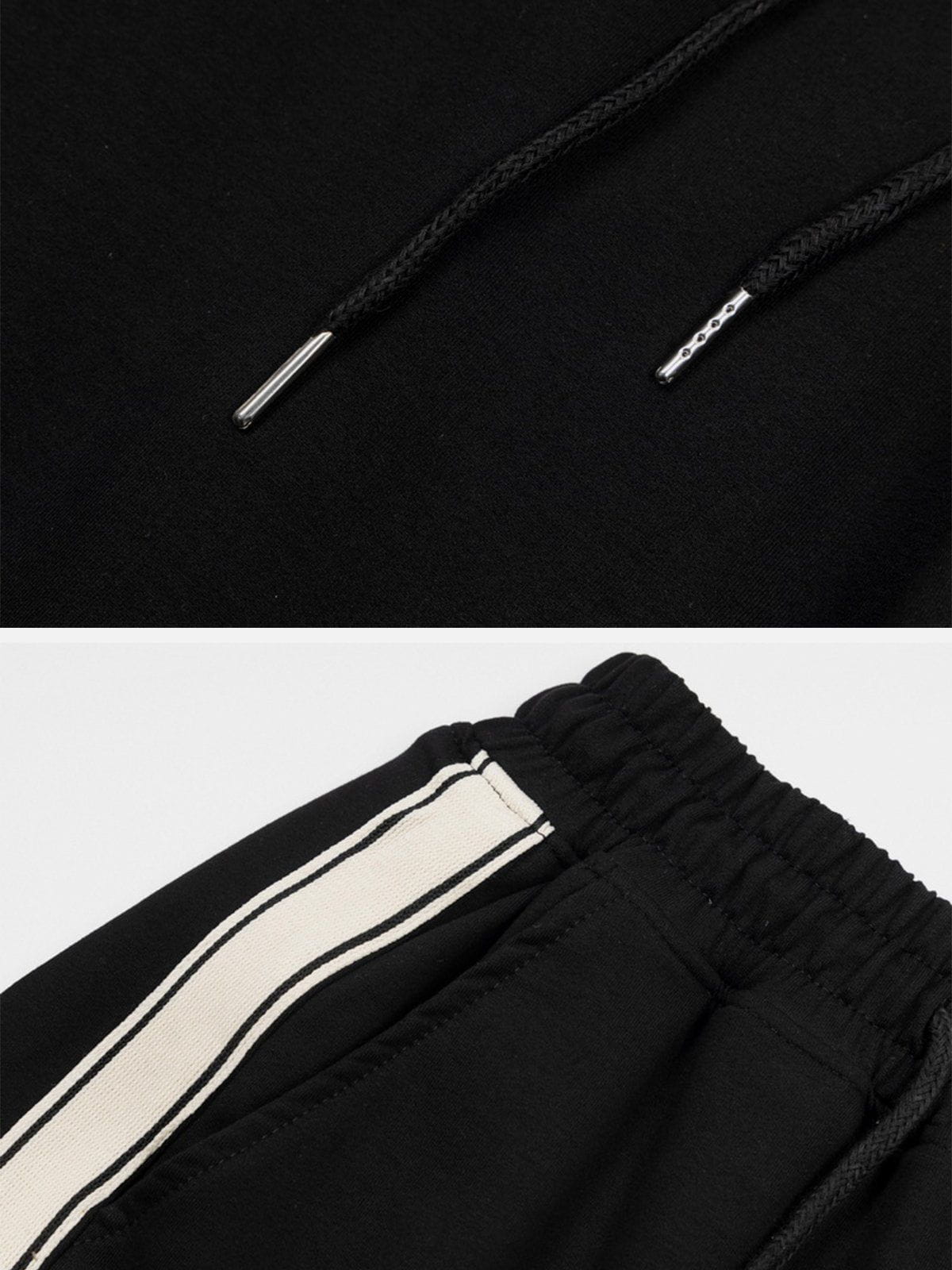 Leg Retractable Striped Drawstring Sweatpants