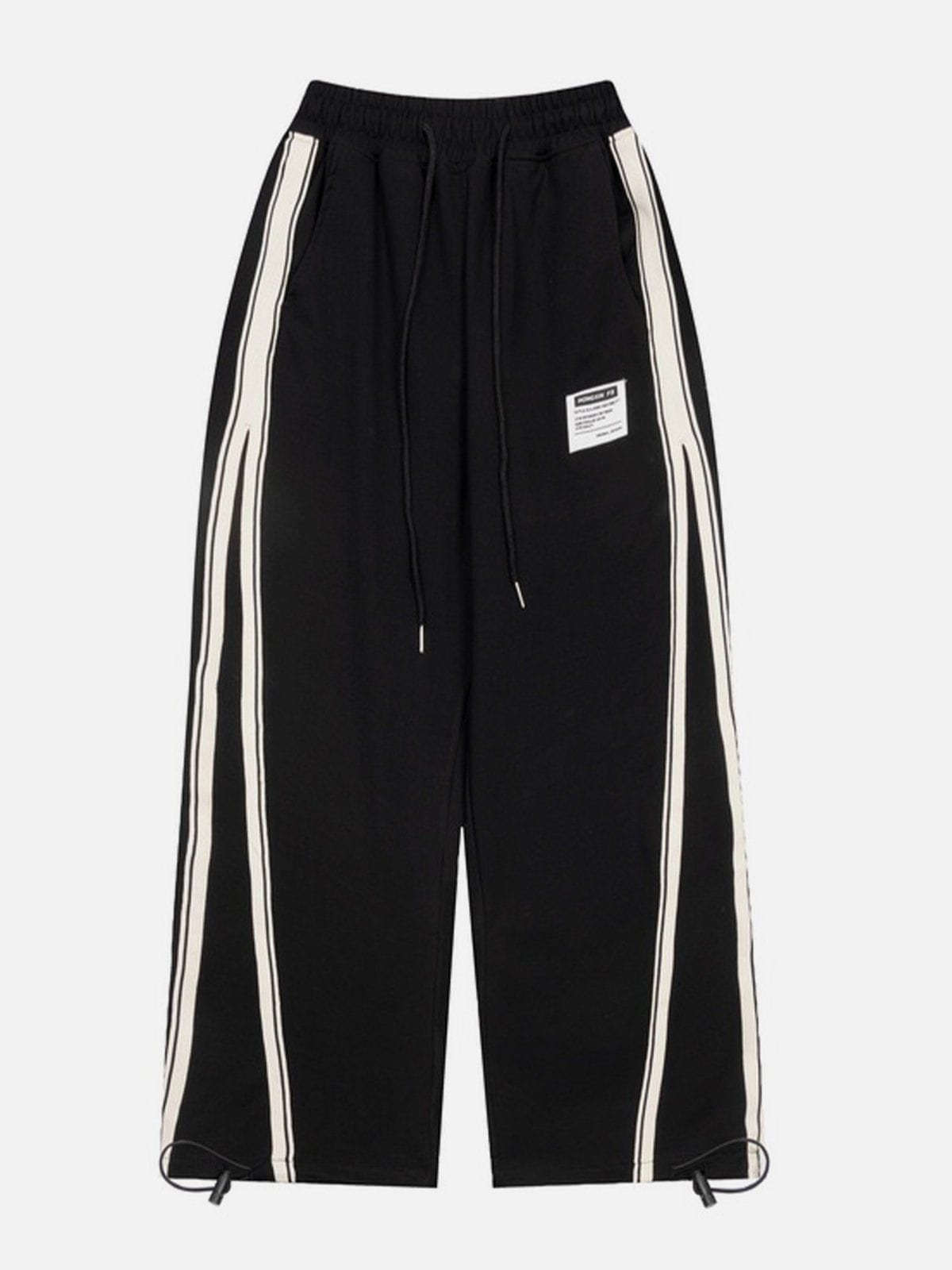 Leg Retractable Striped Drawstring Sweatpants