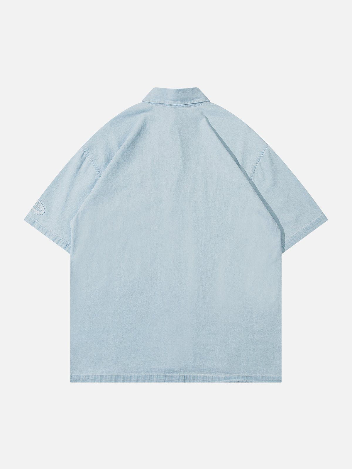 Letter Denim Short Sleeve Shirt