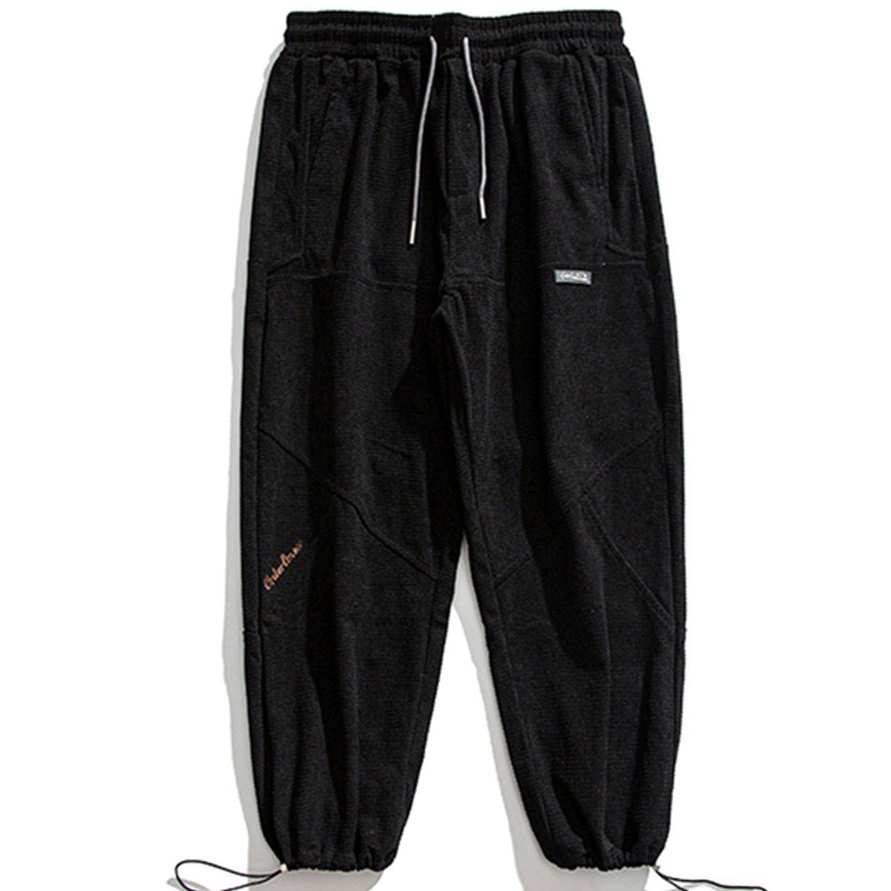 Letter Embroidered Check Sweatpants