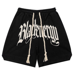 Letter Embroidery Long Drawstring Shorts